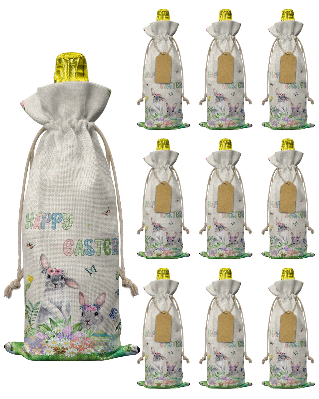 

10 шт., разноцветные чехлы для винных бутылок