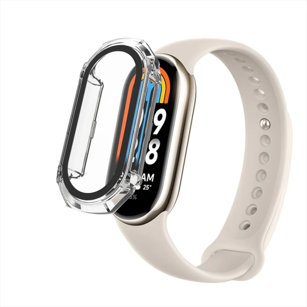 Screen Protector With 9H Tempered Glass For Xiaomi Band 8 Anti-Fall Bumper Protective Case Screen Protector For Mi Band 8