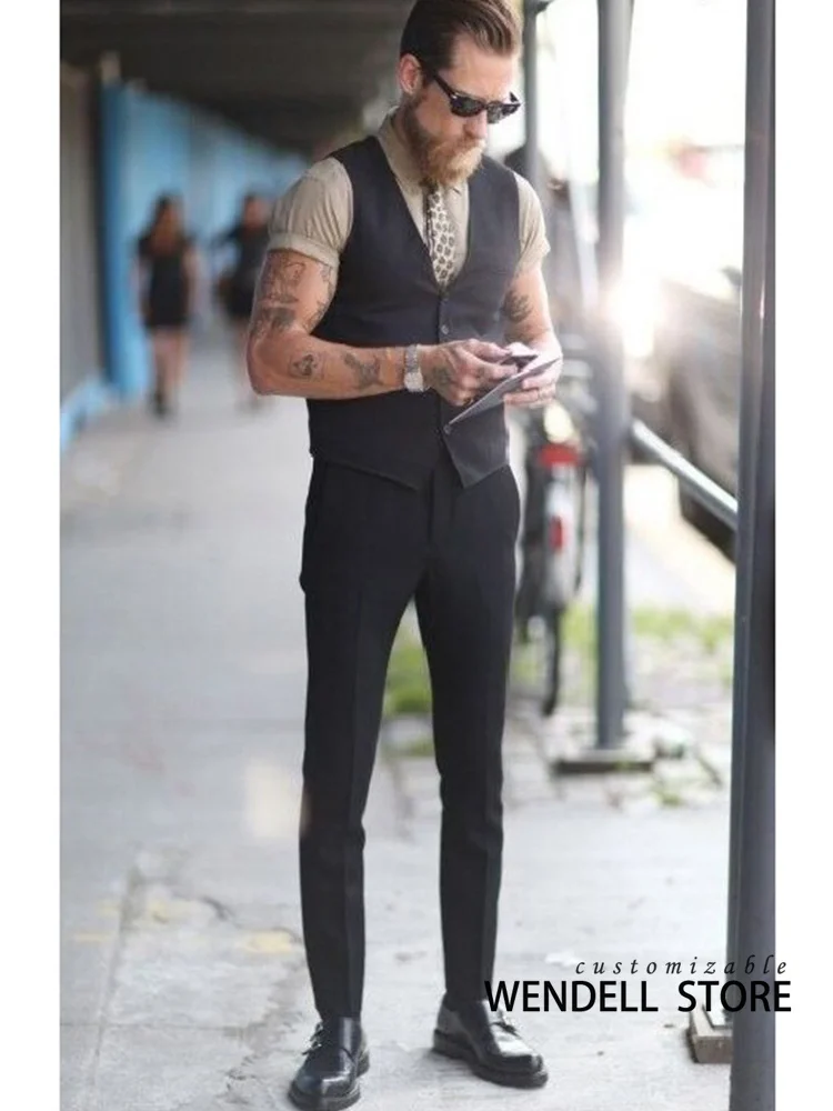 

Men's Vest Single Breasted Slim Fit Steampunk Versatile Sleeveless Jacket for Groomsmen Socializing