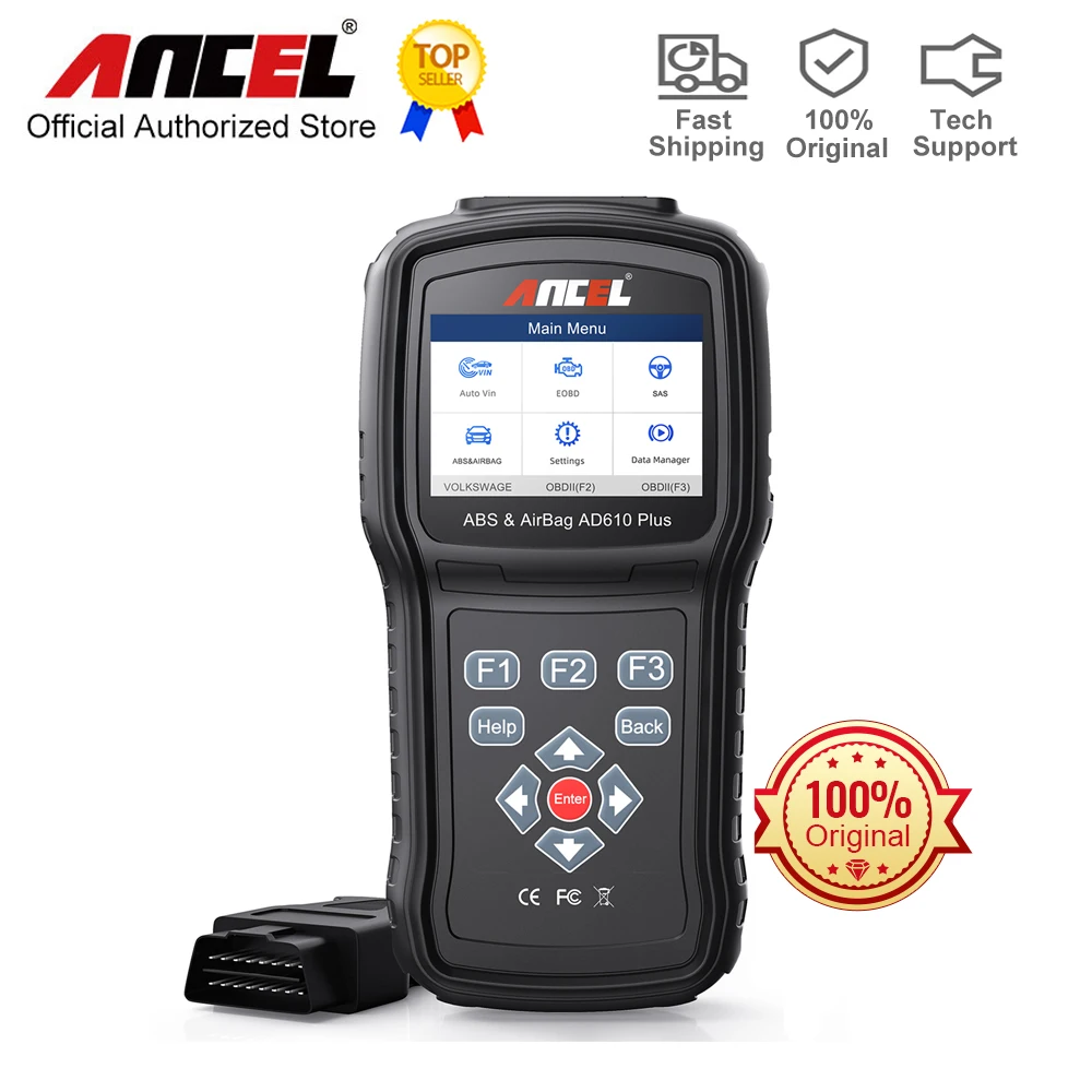 

ANCEL AD610 Plus OBDII сканер ABS SRS Airbag SAS Reset автомобильный инструмент для сканирования Проверка кода двигателя OBD 2 диагностические инструменты