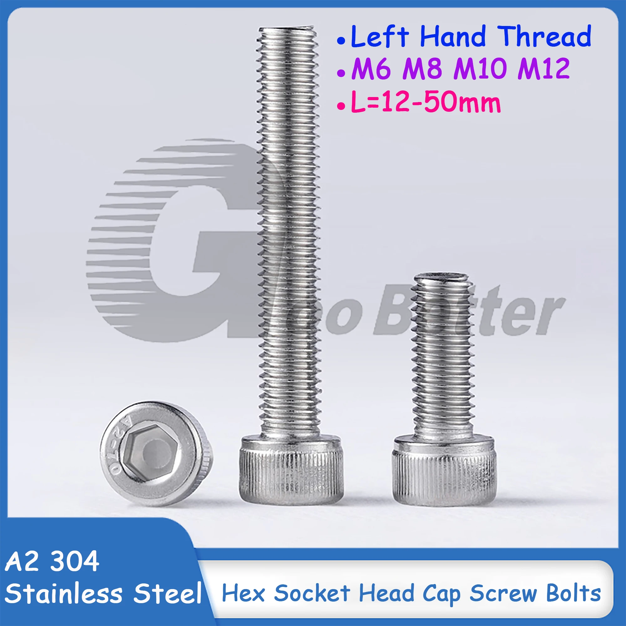 

A2 304 Stainless Steel Left Hand Thread Hex Socket Head Cap Screw Bolts Cylinder Head Allen Reverse Screws M6 M8 M10 M12