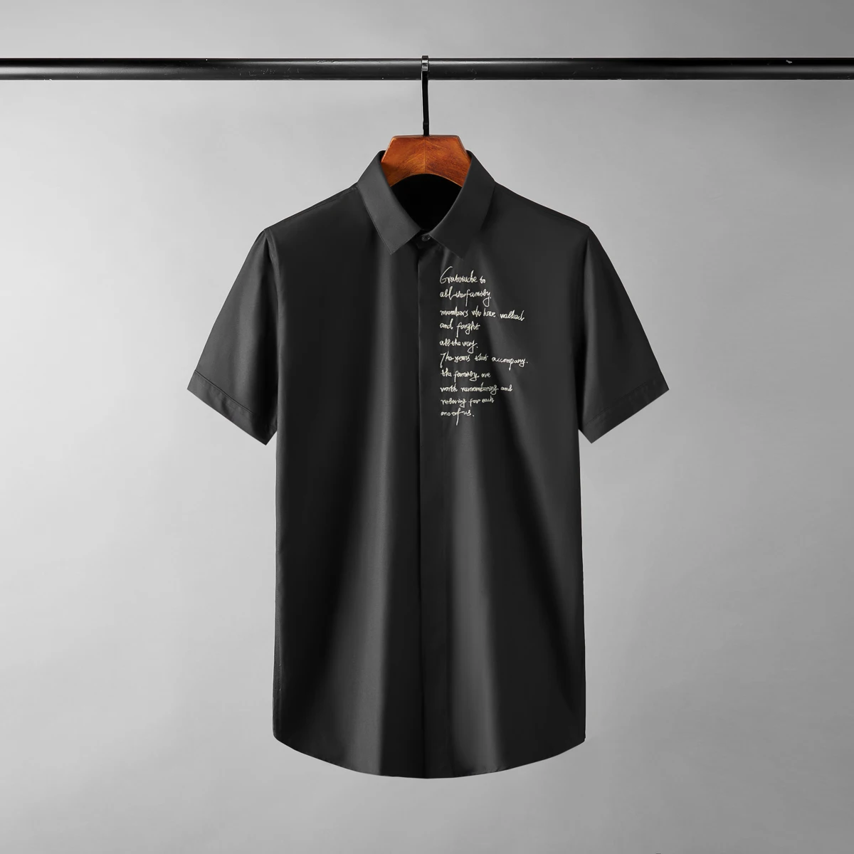 

2022 Cotton Male Shirts Luxury Letter Embroidery short Sleeve Casual Mens Dress Shirts Fashion Slim Fit Party Man Shirts 4xl