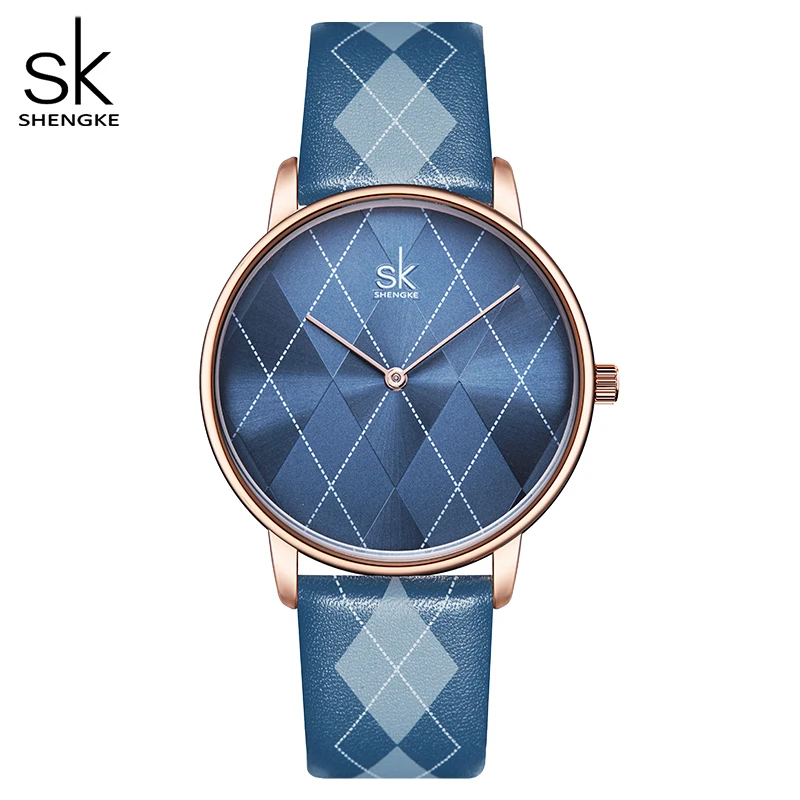 

Shengke Women Watch Plaid Leather Girl Wristwatch Lady Clock Brand Wristwatches Clock Montres Femme Reloj Mujer