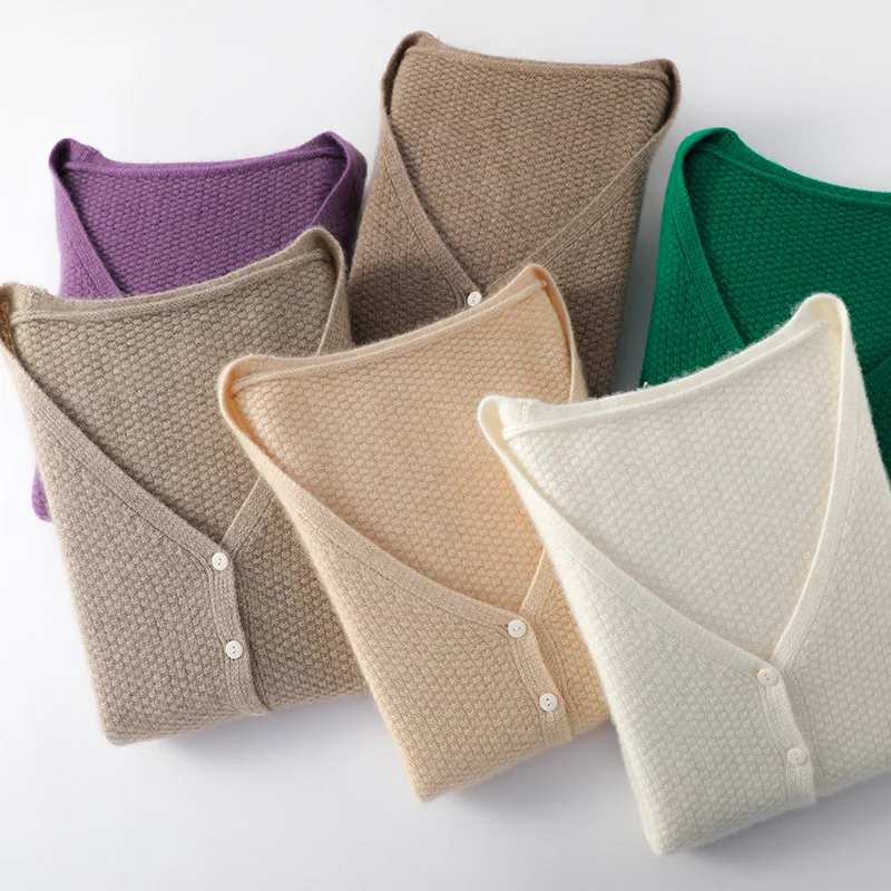 

Женский трикотажный кардиган, винтажный Модный женский свитер в Корейском стиле, новинка весны 2023, модная верхняя одежда из 100 чистого кашем...