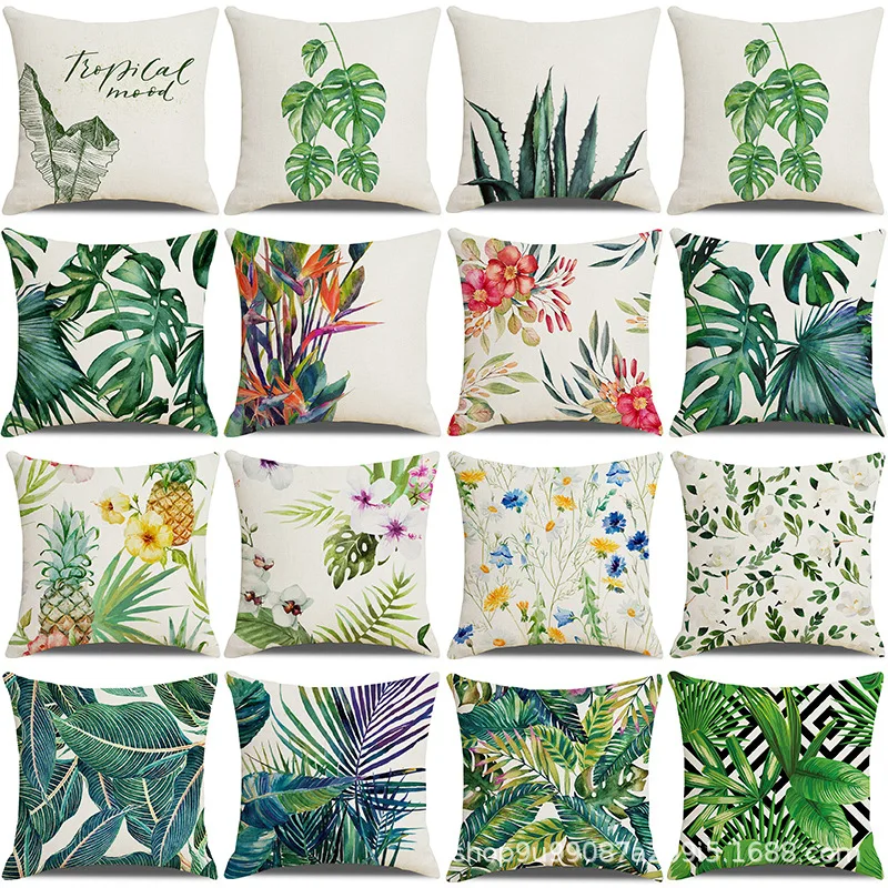 

Ins Nordic Style Pillow Cover Tropical Plant Pattern Home Living Room Bedroom Decoration Supplies Office Fashion Cushion Cover