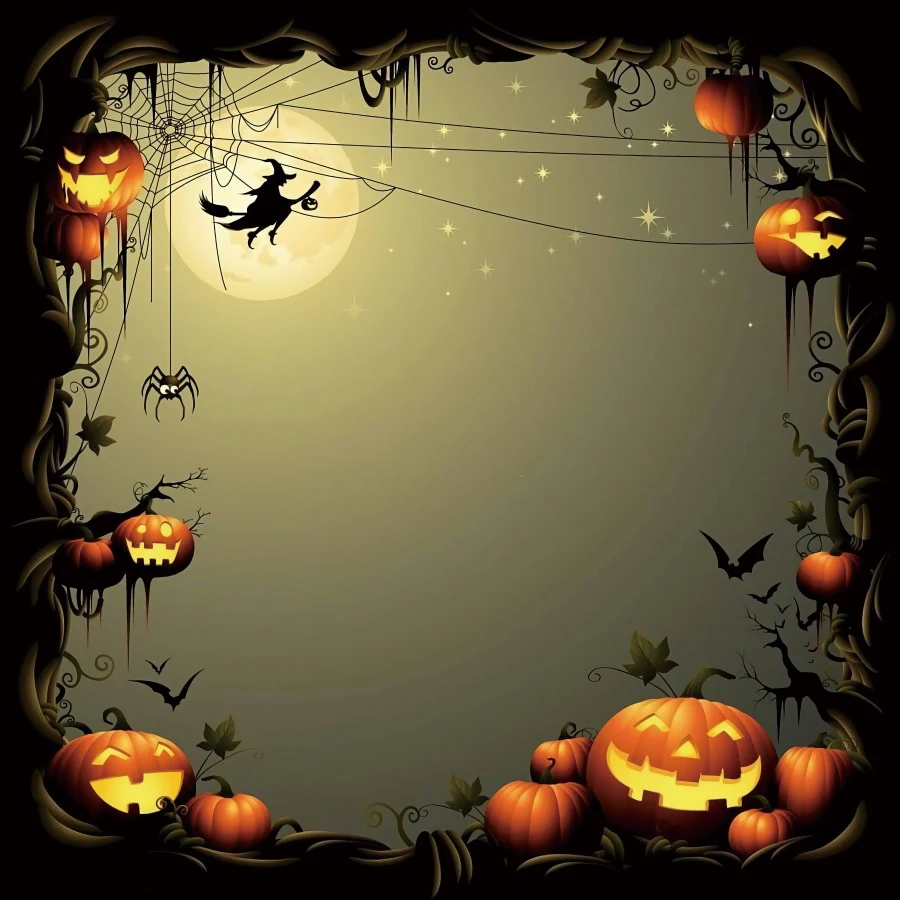 Laeacco Happy Halloween Party Photozone Castle Gate Ghost Pumpkin Light Photography Backgrounds Photo Backdrops For Studio |