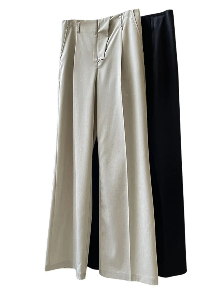 Женские Асимметричные прямые брюки [LANMREM] свободные офисные с высокой талией и