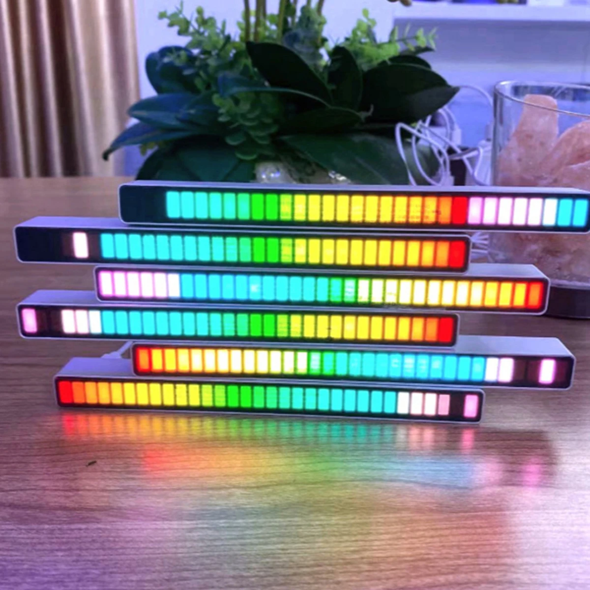 

Rechargeable Smart LED Light Bar RGB Strip Light Sound Control Pickup Voiceactivated Rhythm Lights 18 Color Party Ambiance Light