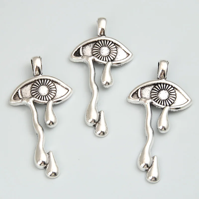 Подвеска серебряного цвета в стиле панк с глазами крови 47x24 мм 10 шт.