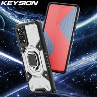 keysion shockproof case for redmi note 11 11s 11 pro 5g global transparent ring stand phone back cover for poco x4 nfc m4 pro 5g
