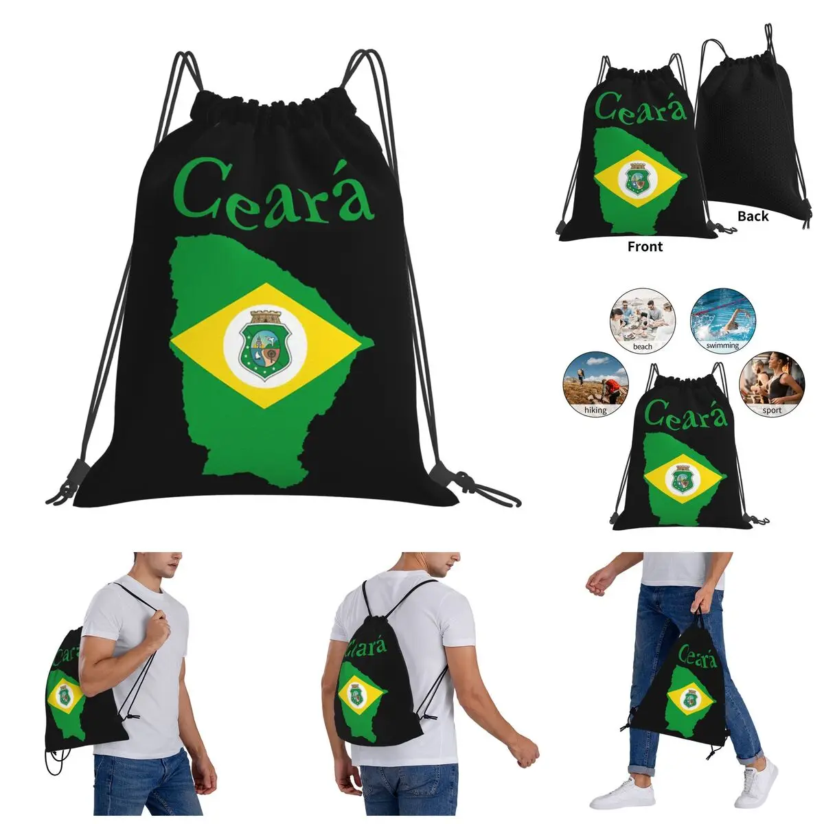 

Field pack State Of Ceara Map Flag Brazil Humor Graphic Casual Graphic Drawstring Bags Gym Bag Backpack
