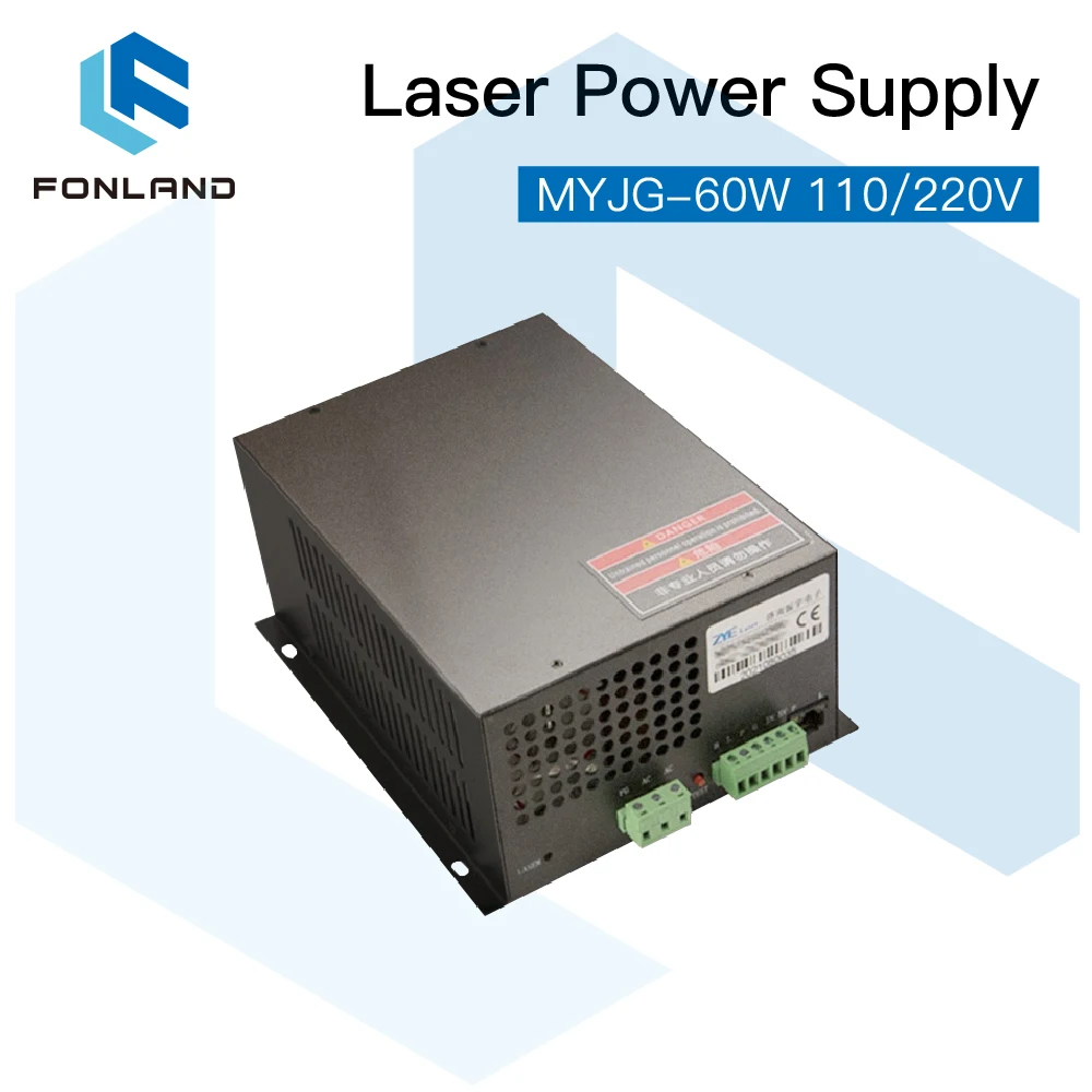 FONLAND 60W CO2 Laser Power Supply MYJG-60W 110V/220V for Laser Tube Engraving Cutting Machine