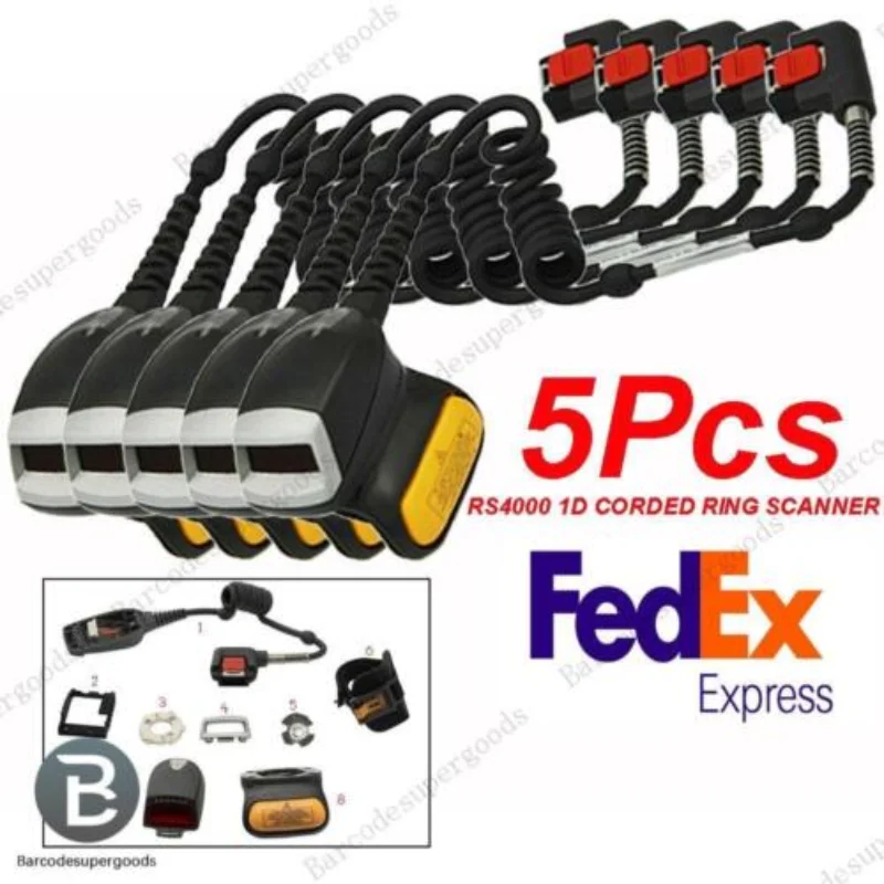 

5Pcs RS4000 1D CORDED RING FINGER SCANNER Symbol Motorola Zebra RS4000-HPCSWR