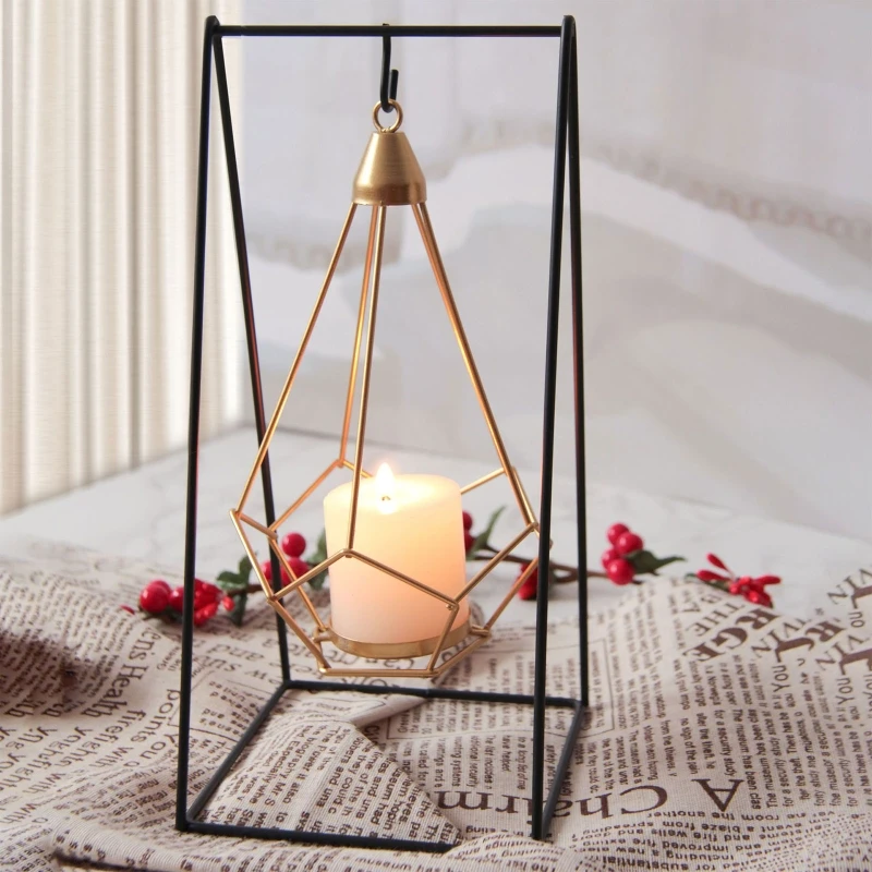 Creative Metal Candlestick Hanging On Rack Lantern Frame Ornament Candelabros Perfect Christmas Decoration Gift Durable