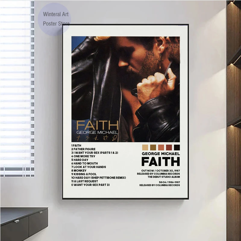 Постер MT1437 "Майкл Фэйт Музыкальный Обложка Треклист Художественная Картина на Холсте Печати Постеров для Гостиной Домашнего Декора".