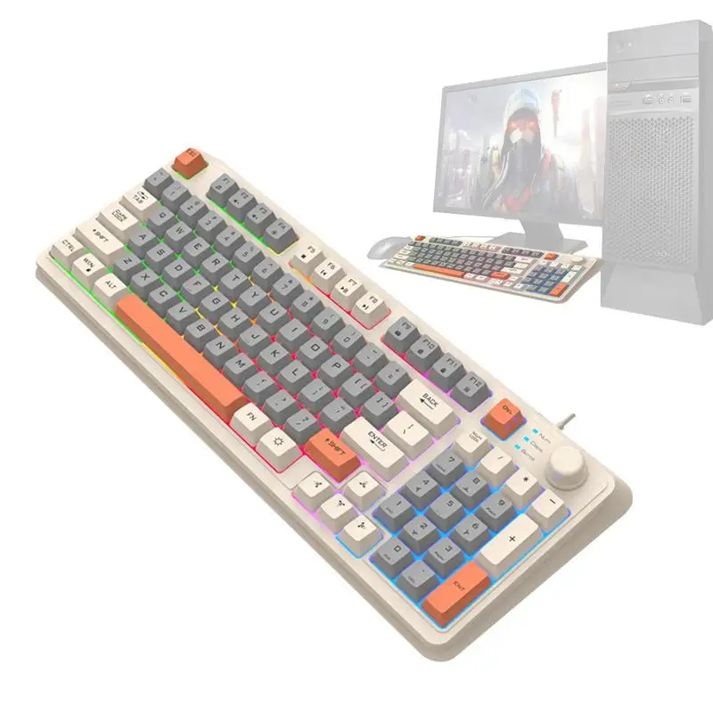 

Pc Game Keyboard Led Computer Game Keyboard 94 Keys Compact Mechanical Pad Keyboard For Home Internet Cafe Game Room Offices