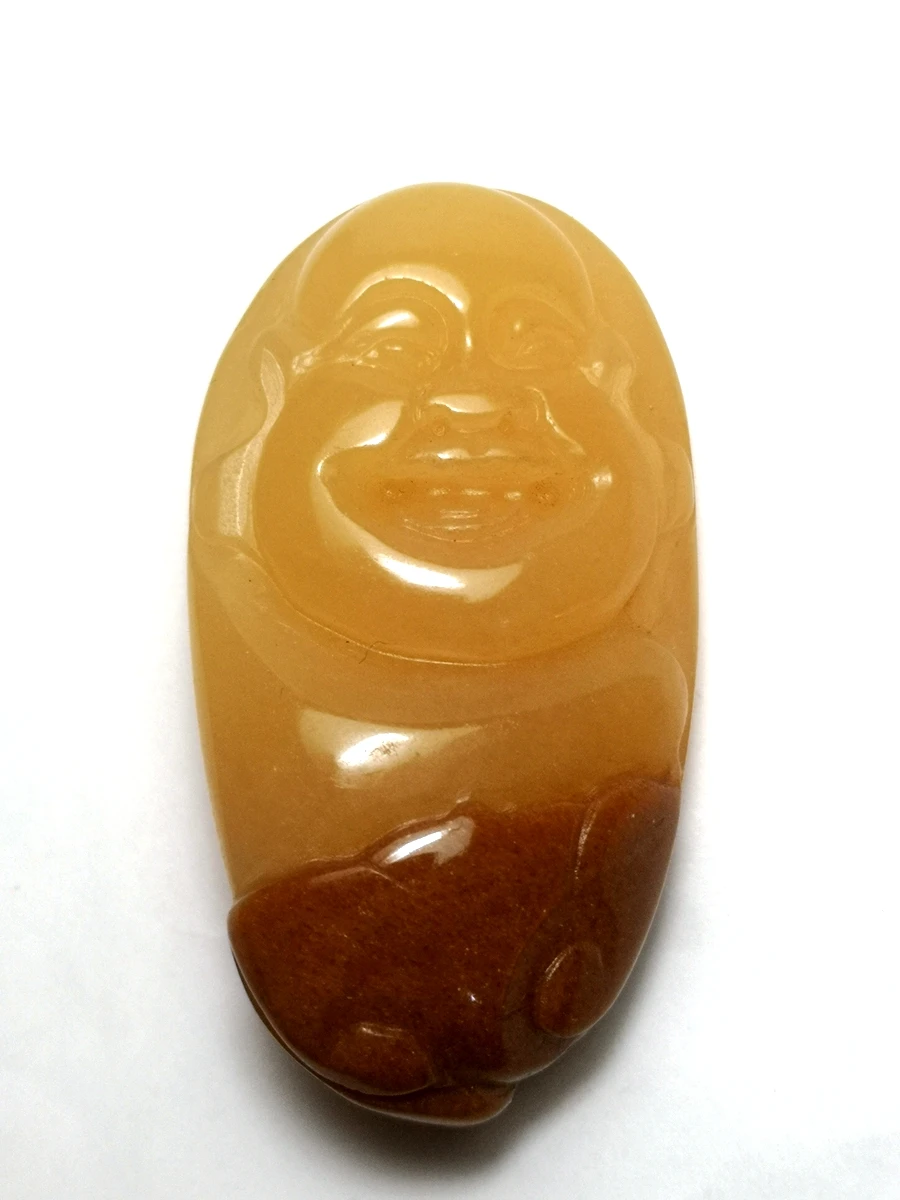 

Chinese 100% Natural Jade Hand-carved Happy Buddha Statue necklace Pendant gift