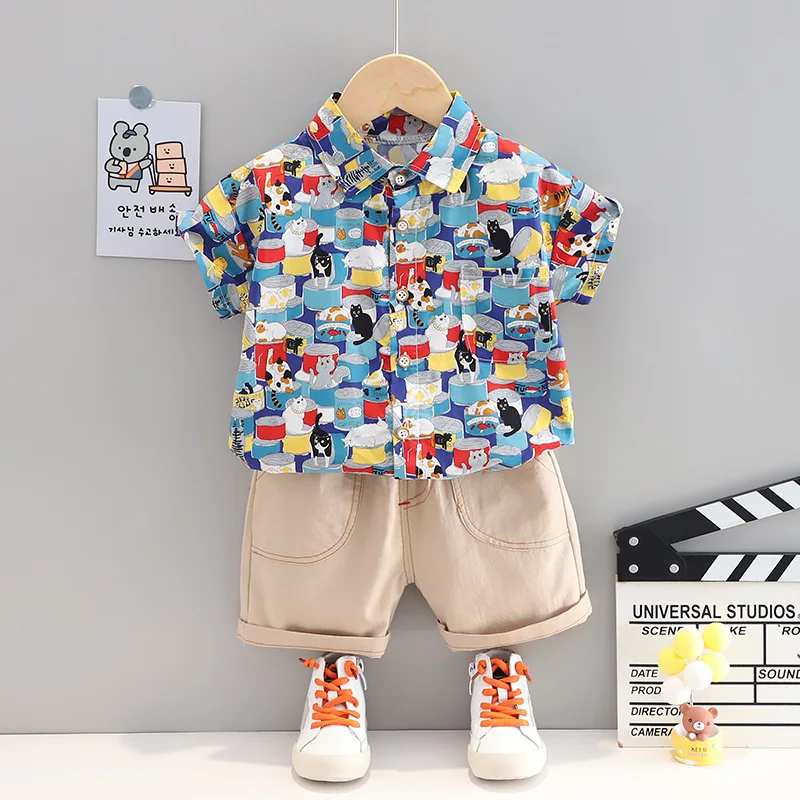 

2022 Baby Toddler Boys Clothes Spring Summer Suits Fashion Baby Clothes Short Shirt Child Beach Outfits 2pcs Infant Clothes