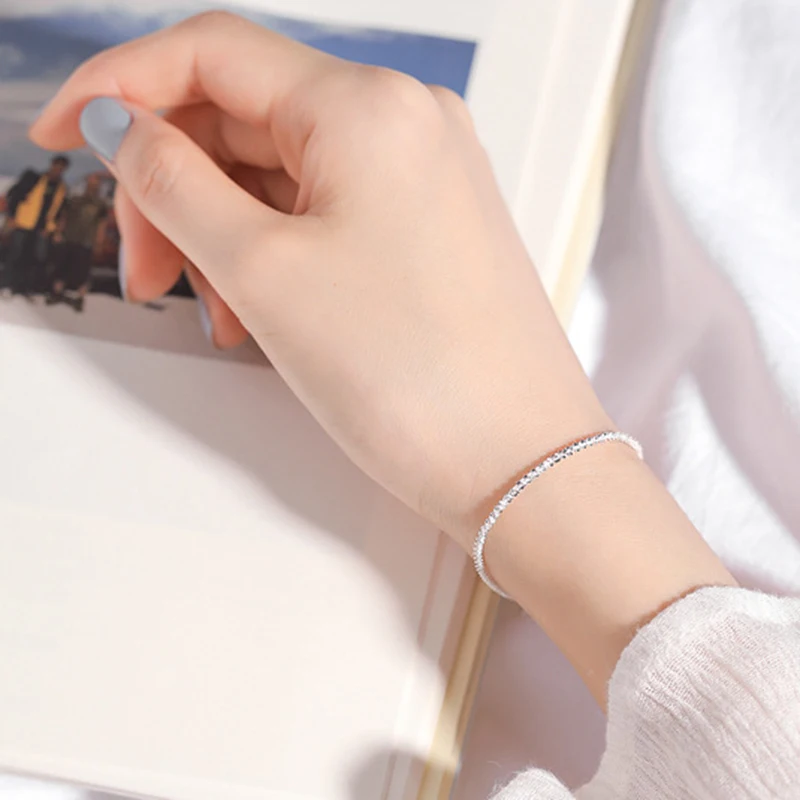 

2022 New Silver Color Gypsophila Bracelet Simple Shiny Chain Bracelets for Women Girls Chain Party Party Fashion Jewelry Gifts