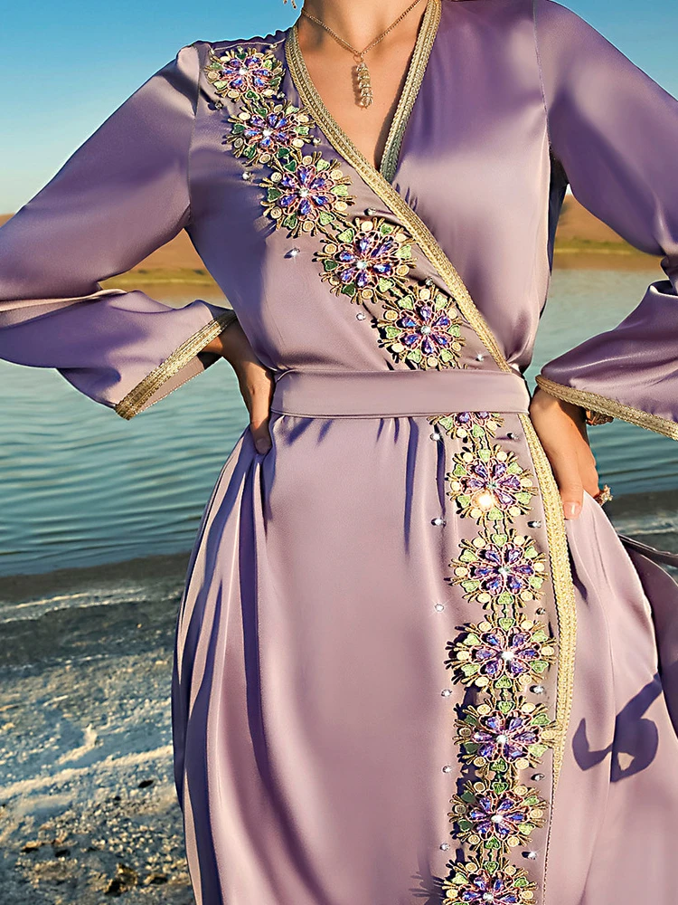 Autumn Women Muslim Abaya Dress Palace India Abayas Diamond Dubai Turkey Islam Morocco Kaftan Robe Longue Vestidos Largos 2022