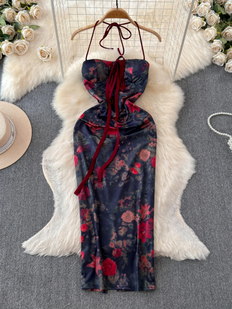 Женское винтажное летнее платье Foamlina новинка 2024 пикантное облегающее