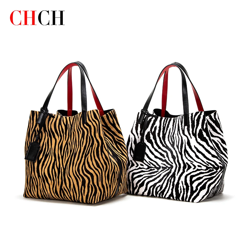 

CHCH Cow Leather Zebra Print Women's Bag 2022 Best Selling Top Soft Print Ladies Fashion Shoulder Bag Real Smooth Cow Hair Feel