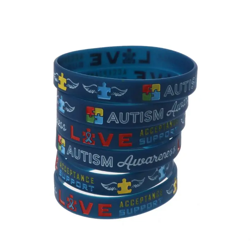 

6x Autism Awareness Bracelets Decor Silicone Wristbands Event Giveaways for Teen