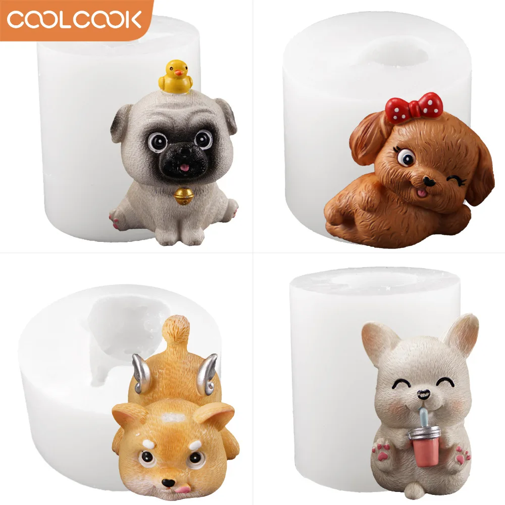 

DIY Ручная работа 4 Симпатичные мини милые маленькие животные собака Силиконовая Форма торт флип Сахар Искусство A000225