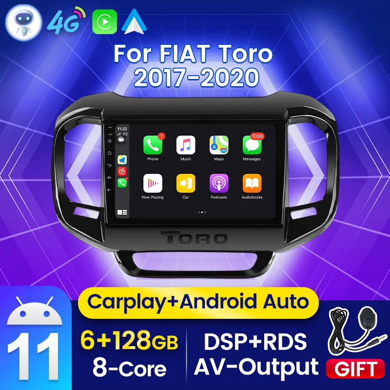 

Автомагнитола на Android 11 для FIAT Toro 2017-2020 IPS Carplay, автомобильный мультимедийный видеоплеер, головное устройство, магнитофон, стерео 2Din без DVD
