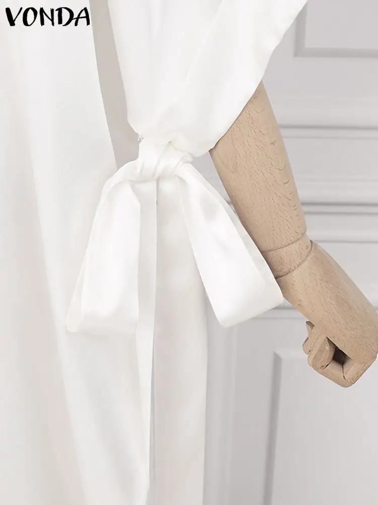 Повседневное платье-макси VONDA 2023 летнее женское платье-рубашка свободного кроя с