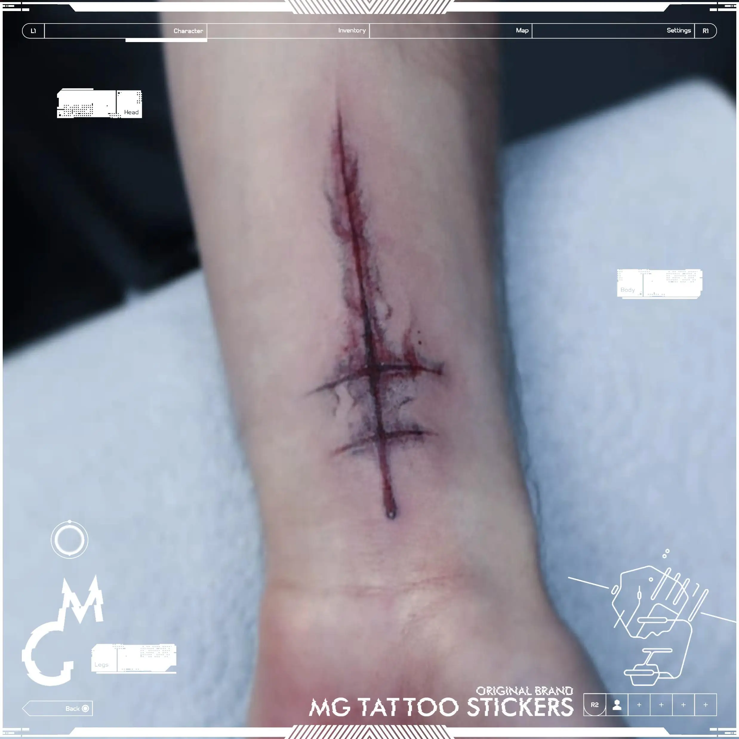 

Scar Art Cross Dripping Blood Dark Tattoo Stickers Tatoo Goth Waterproof Temporary Tattoos Hotwife Festival Accessories Tatto