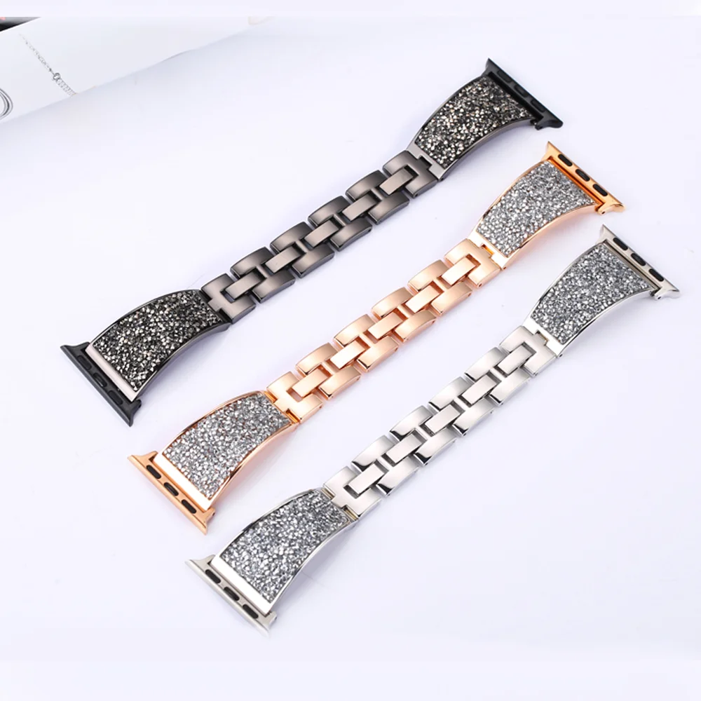 Diamond Metal Strap For Apple watch Band 49mm 45mm 44mm 42mm 41mm 40mm Stainless Steel Bracelet For iWatch UItra 8 7 6 5 3 2 SE