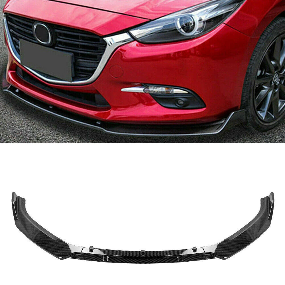 

Спойлер на передний бампер для MAZDA 3 Axela Mazda3 2014-2018, вид из углеродного волокна/глянцевая черная нижняя защитная пластина, лезвие сплиттера