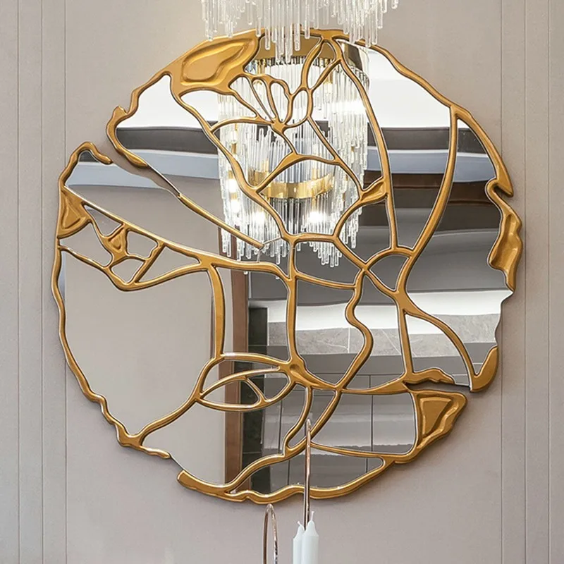 

Большое эстетическое декоративное зеркало для ванной комнаты, макияж, необычное декоративное зеркало, винтажное золотистое зеркало-Шпигел...