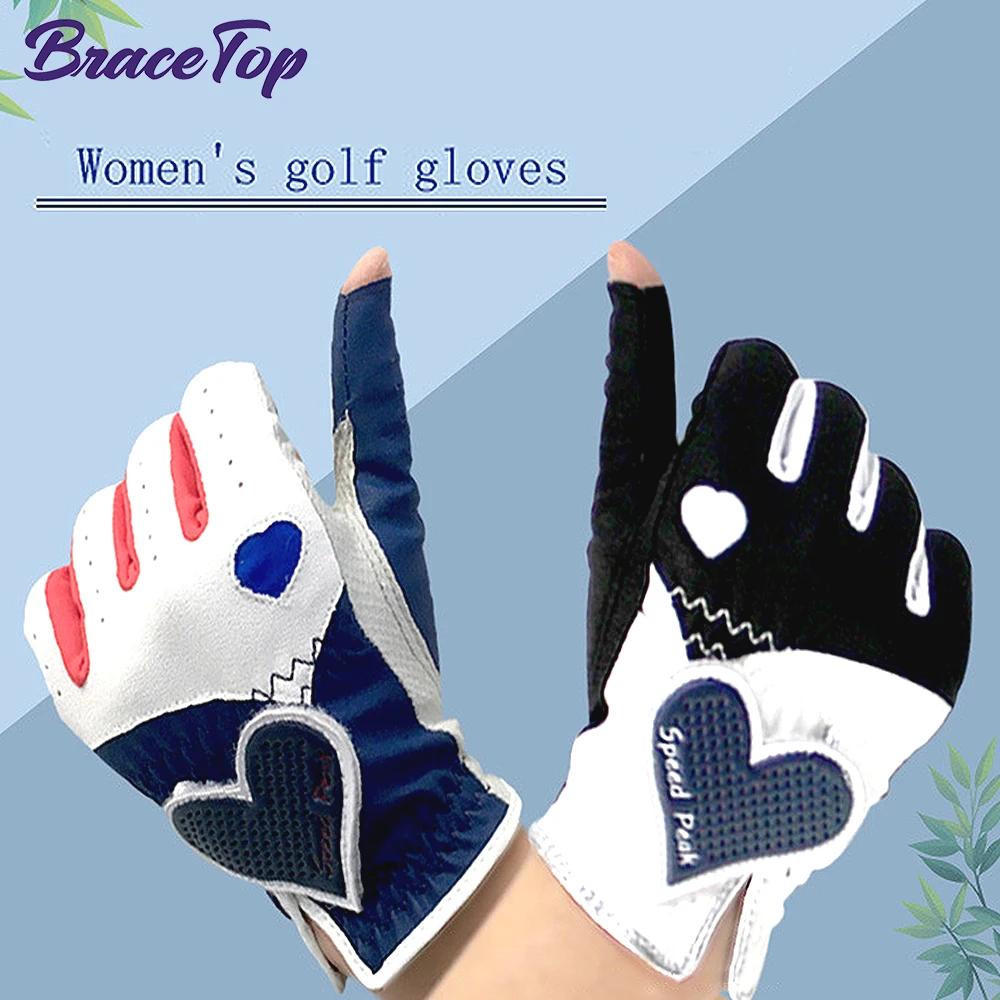 BraceTop 1 Pair Full Finger Women Golf Gloves Ladies All Weather Grip for Golf Kayaking Hiking Paddling Driving Canoeing Rowing