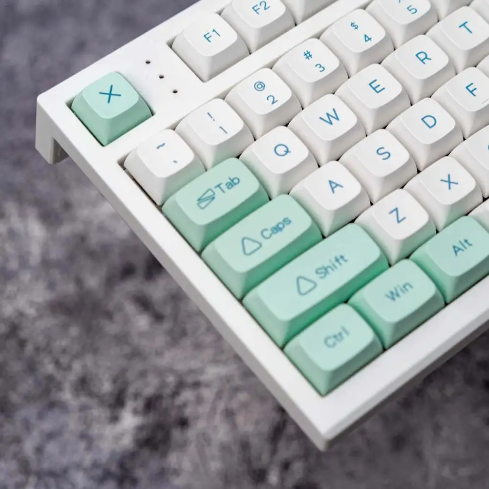 

133 Keys PBT XDA Ice Crystal Mint Keycap PBT DYE-SUB English Personalized Mechanical Keycaps For 61, 63, 64, 68, 75, 84, 87