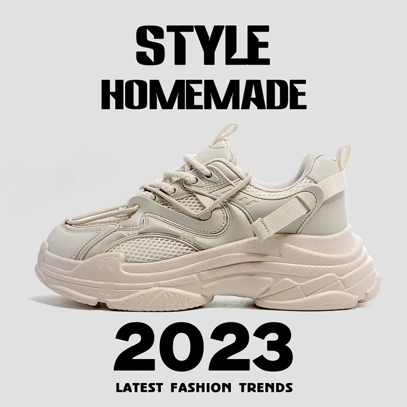 Женские синтетические кроссовки с узкими ремешками, однотонные модные туфли на платформе, для тенниса, новинка весны 2023