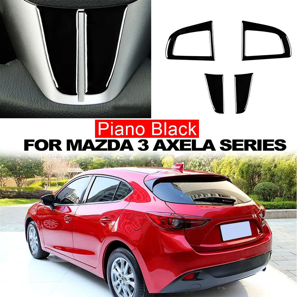 

For Mazda 3 Axela 2010-2013 Mazdaspeed 3 Mazda3 Car Steering Wheel Chin Button Frame Piano Black Sticker Covers Trim Decoration