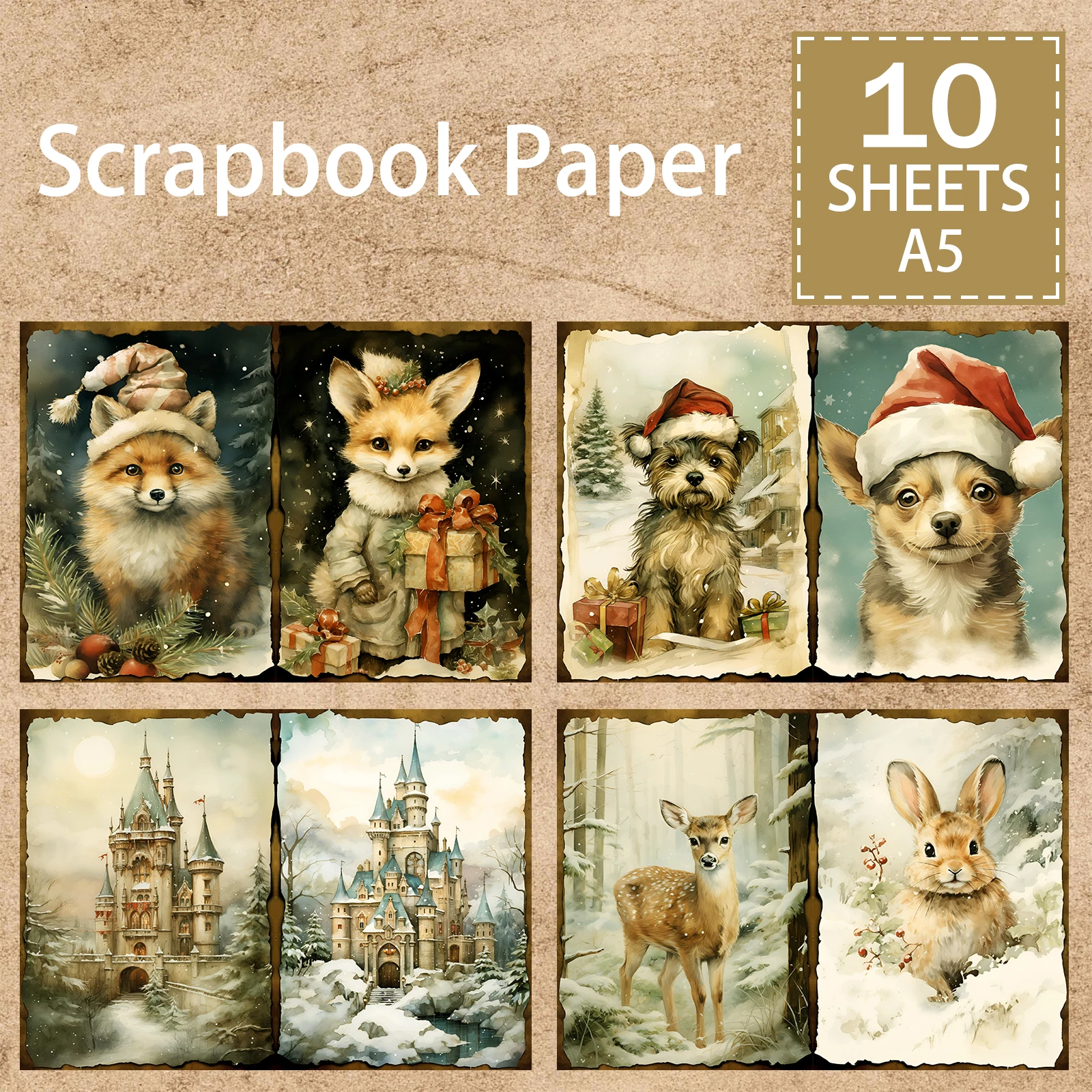 10 листов формата А5 рождественский фон для домашних животных в стране чудес
