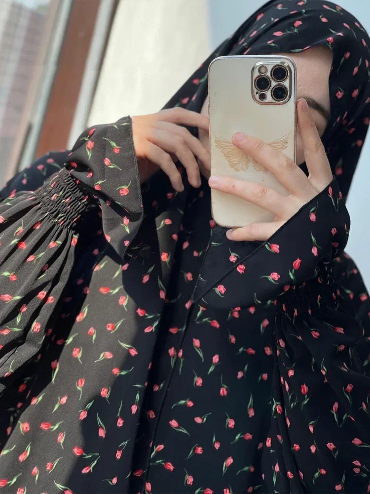 Джилбаб с принтом для женщин молитвенное платье мусульманская Абая со