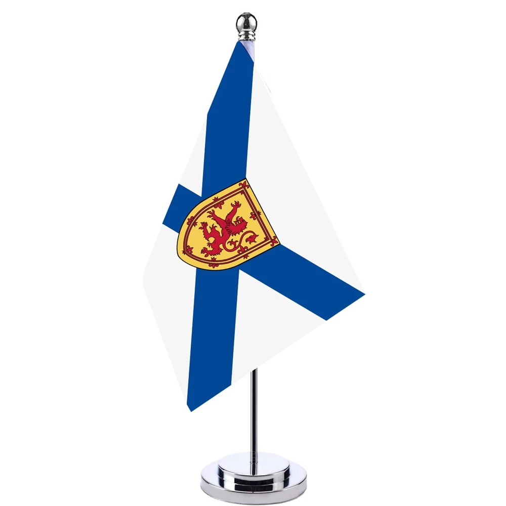 

14x21cm Mini Flag Of Canadian Territory Flag Banner Boardroom Desk Stand With Pole The Nova Scotia Flag Sign Meeting Room Decor