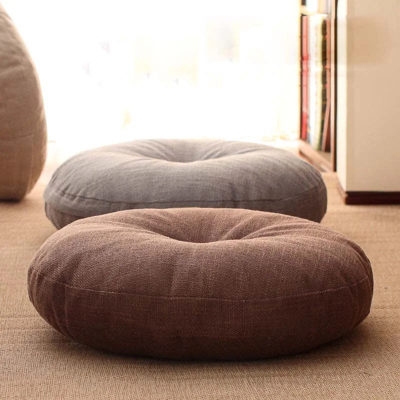 

Linen Futon Cushion Thickened Round Fabric Cushion Japanese Tatami Bay Window Mat Yoga Floor Large Cushion Washable 1 Piece