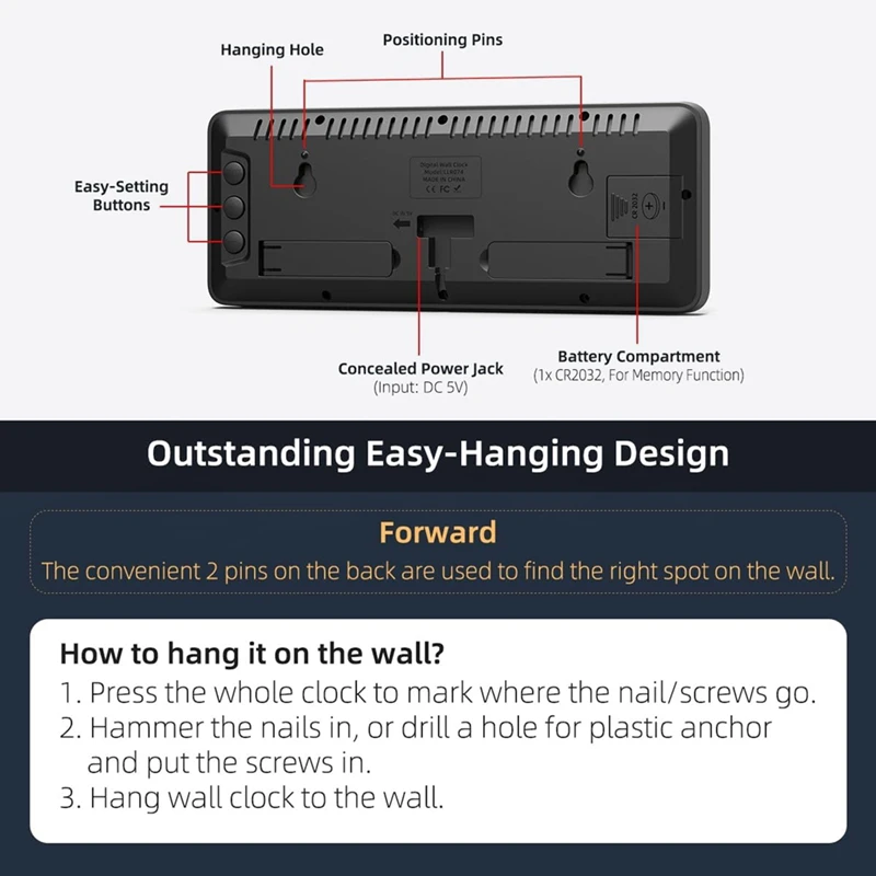 Светодиодный цифровые настенные часы с большим цифровым дисплеем