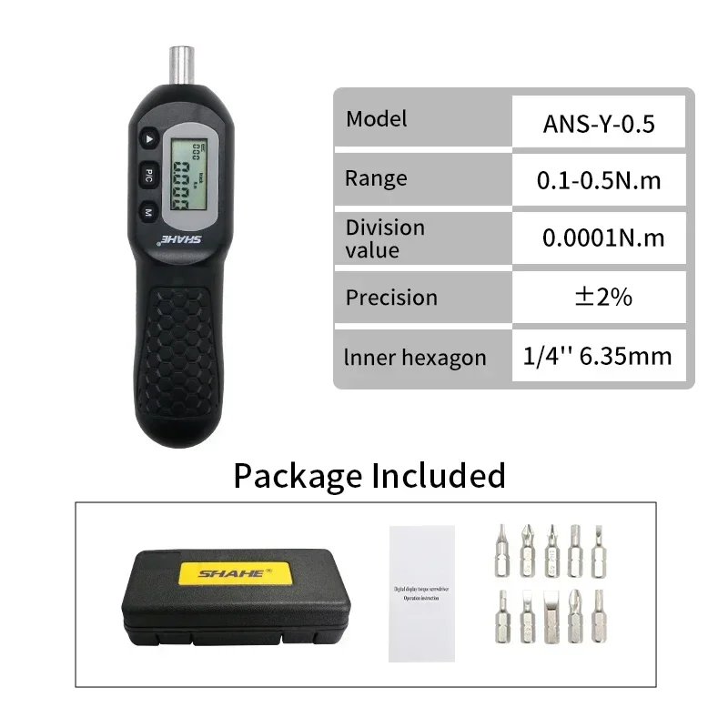 

SHAHE 1/4 ''Набор динамометрических отверток для электрика с зуммером и светодиодным индикатором Цифровая динамометрическая отвертка с точностью ±2%