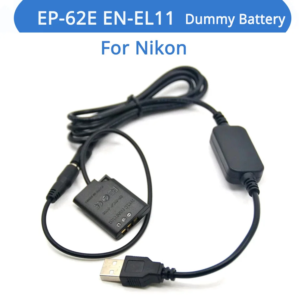 

Power Bank USB Charger Cable EP-62E DC Coupler EN-EL11 Dummy Battery For Nikon S550 S560 S600 Pentax M50 M60 V20 W60 W80 Camera