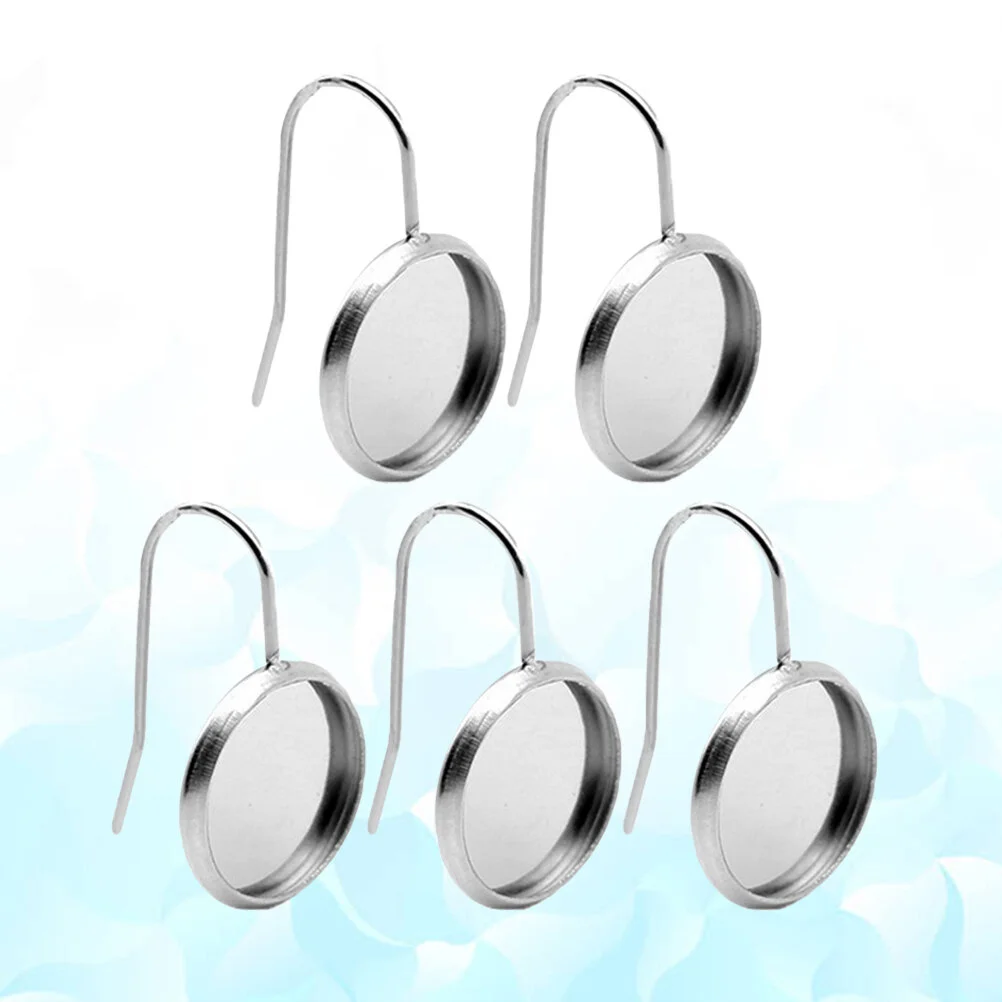 50pcs Silver Stainless Steel Blanks Earring Bezel Setting Wire Hooks Settings Trays for Jewelry Making and DIY Crafts
