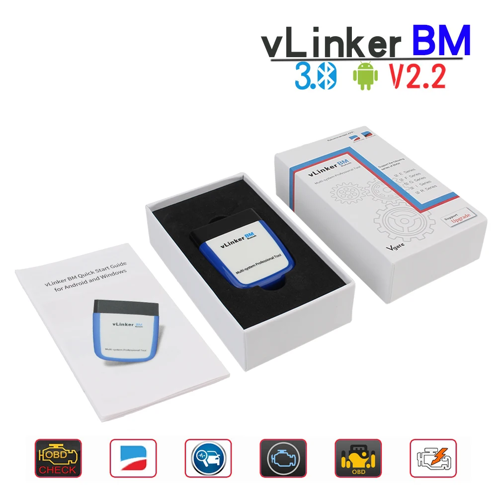 Считыватель кодов OBD2 ELM327 VLinker BM Bluetooth 3,0 V2.2 для BMW, инструмент для диагностики автомобиля