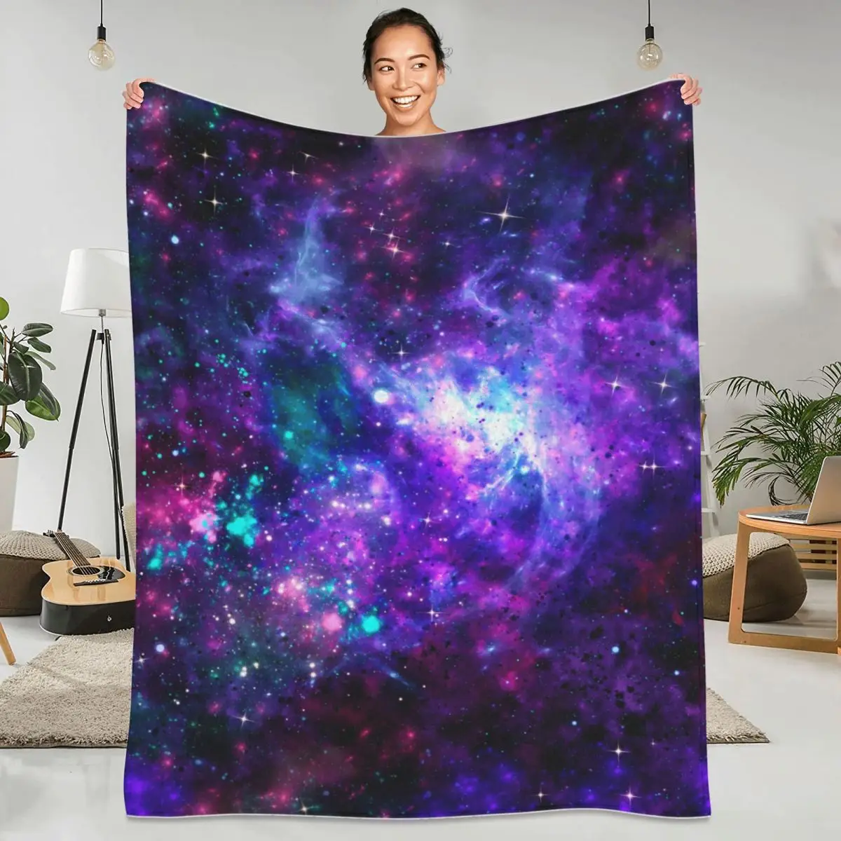 

Мягкие прочные одеяла, дорожное одеяло с изображением Галактики, космическое пространство, фиолетовое Фланелевое покрывало, диван, кресло, чехол для кровати