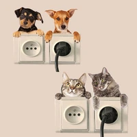 4pcs vivid 3d switch stickers decals cute dog animal puppy light switch decor cat peel and stick wallpaper doorbell sticker