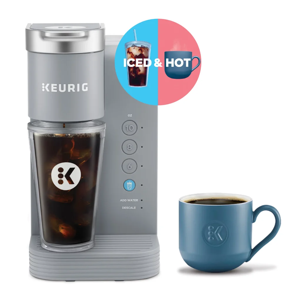

Keurig K-Iced Essentials Gray Iced and Hot Single-Serve K-Cup Pod Coffee Maker Cold Brew Coffee Maker Espresso Maker
